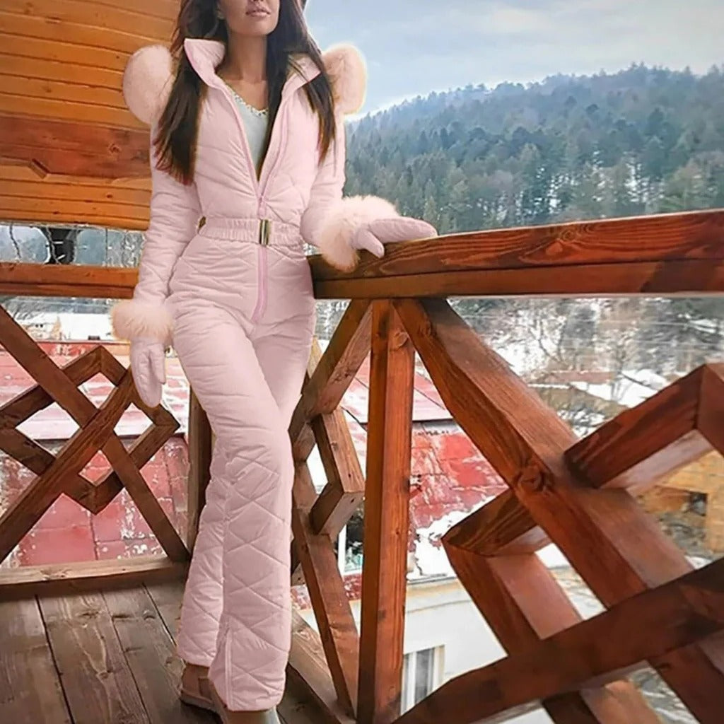 Stylish Winter Casual Snowboard Ski Suit With Zipper For Women