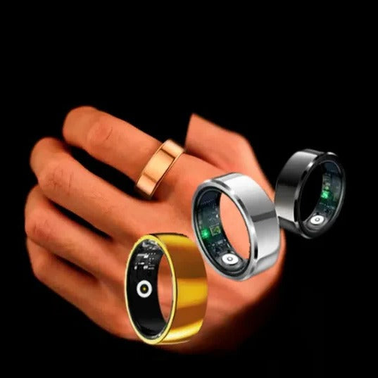 Titanium smart ring for men and women, designed to monitor blood pressure and track health metrics. Stylish and multifunctional.