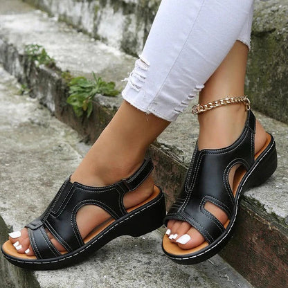 Premium Leather Wedge Sandals