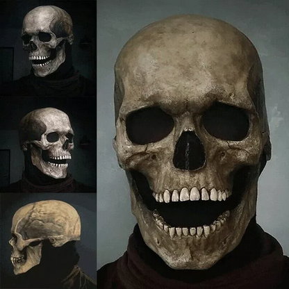 Movable Jaw Realistic Full Head Skull Mask - Human Skeleton Mask for Halloween Party