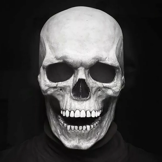 Movable Jaw Realistic Full Head Skull Mask - Human Skeleton Mask for Halloween Party
