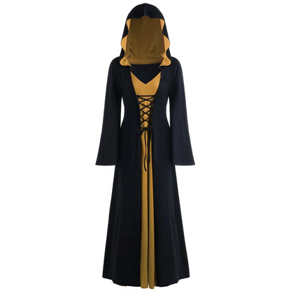 Official Medieval Dress Vampire Witch For Women Lace-up Hooded Cloak Robe