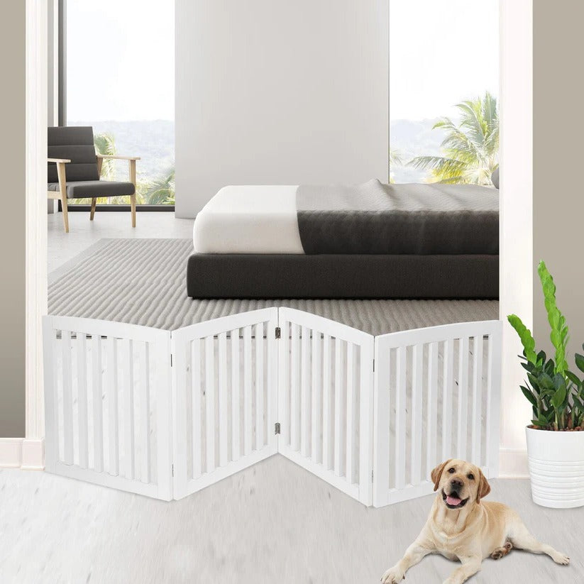 Premium Tall Retractable Wooden Indoor Dog Gate