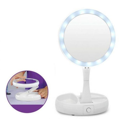 LED Folding Vanity Mirror