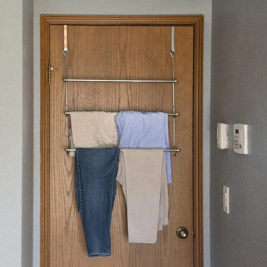 Over The Door Bathroom Towel Bar Rack Holder