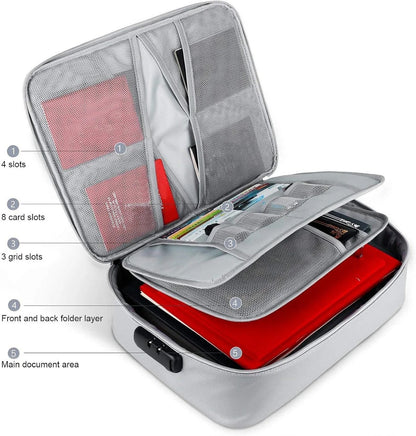 Document Organizer - Multi-Layer Safety Bag with Zipper for Cards, Files, and Travel Storage