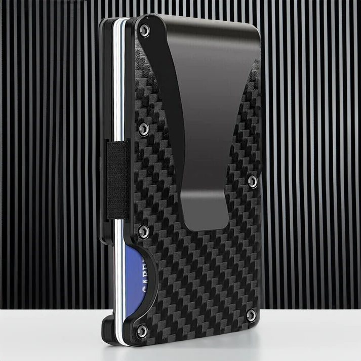 RFID Blocking Men's Carbon Fiber Metal Wallet