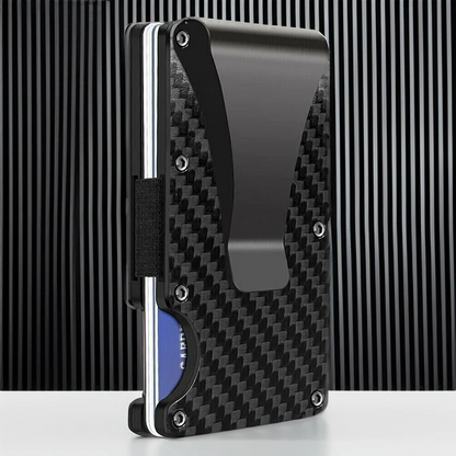 RFID Blocking Men's Carbon Fiber Metal Wallet