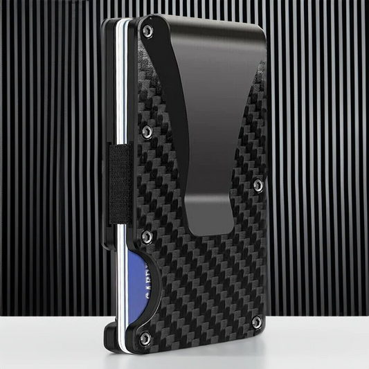 RFID Blocking Men's Carbon Fiber Metal Wallet