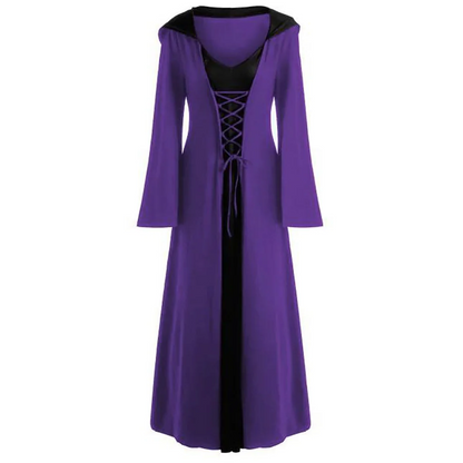 Official Medieval Dress Vampire Witch For Women Lace-up Hooded Cloak Robe