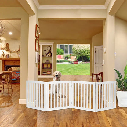 Premium Tall Retractable Wooden Indoor Dog Gate