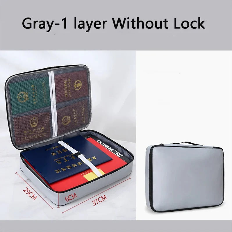 Document Organizer - Multi-Layer Safety Bag with Zipper for Cards, Files, and Travel Storage