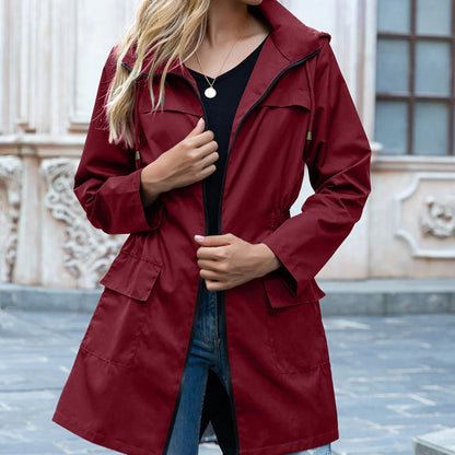 Stylish Zipper Trench Coat For Women