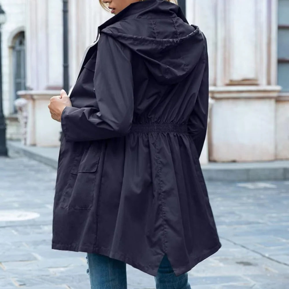 Stylish Zipper Trench Coat For Women