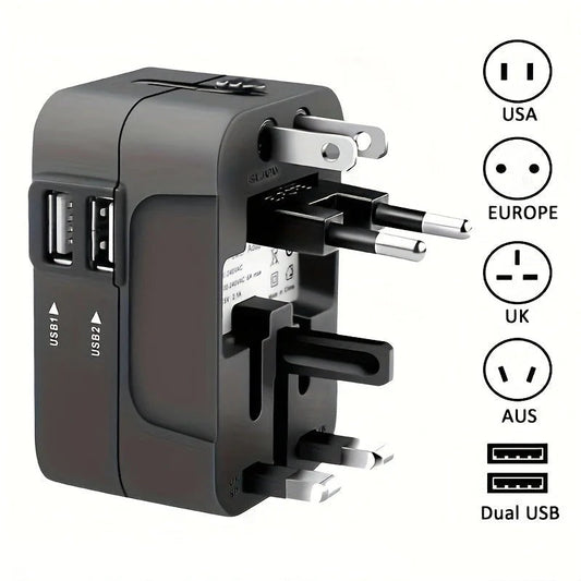 Worldwide Travel Adapter with Dual USB Charging Ports