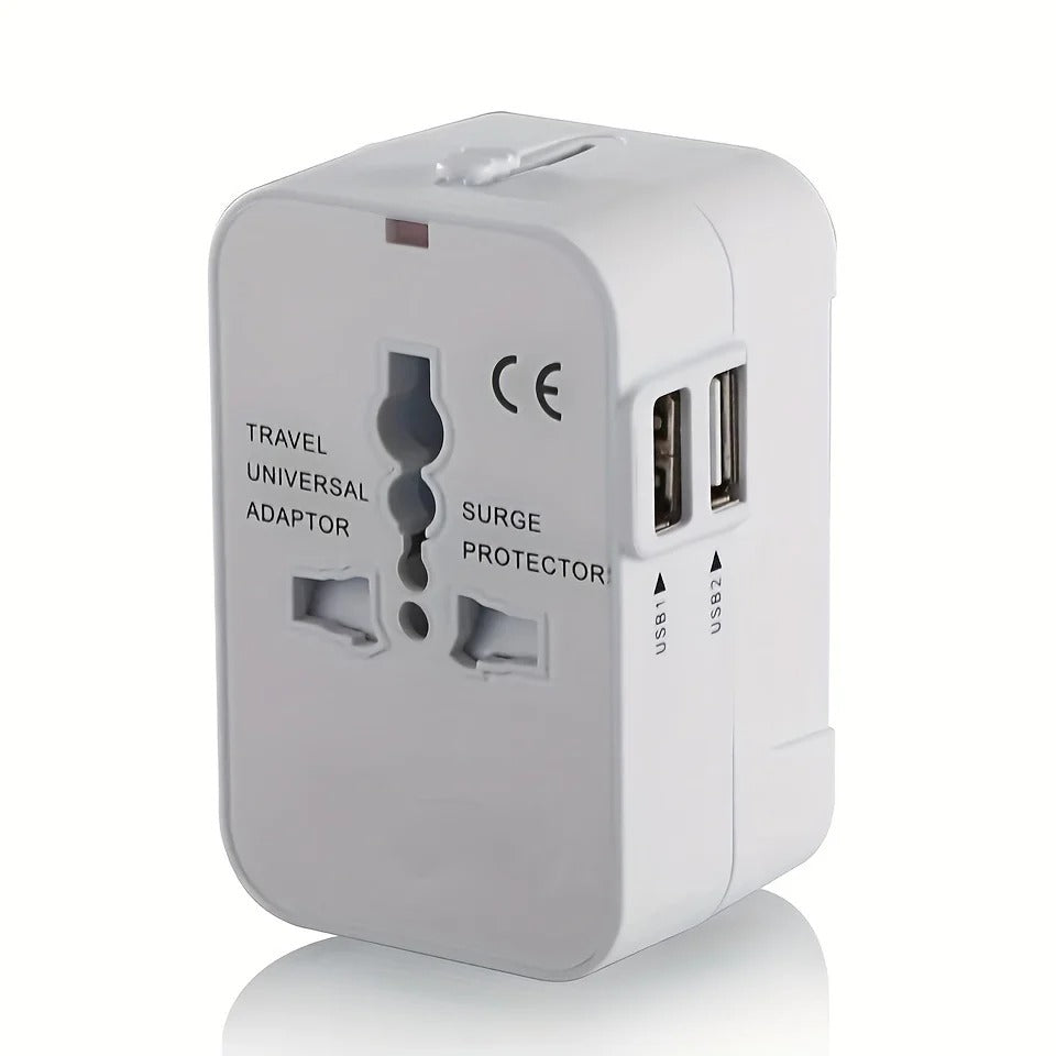 Worldwide Travel Adapter with Dual USB Charging Ports