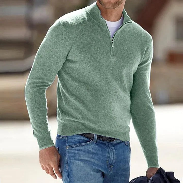 Men's Cashmere Zipper Basic Sweater