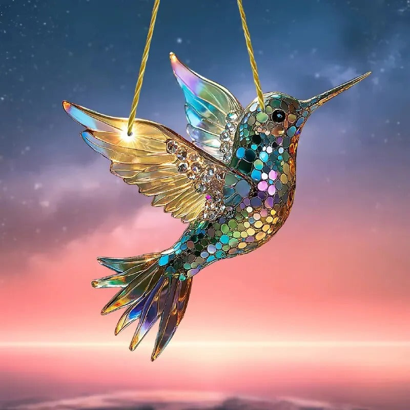 Hummingbird Suncatcher Colorful Window Hanging