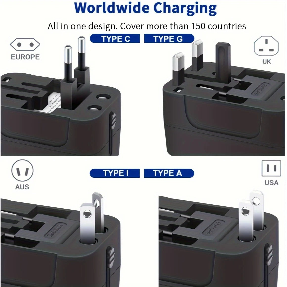 Worldwide Travel Adapter with Dual USB Charging Ports