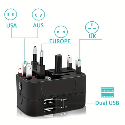 Worldwide Travel Adapter with Dual USB Charging Ports