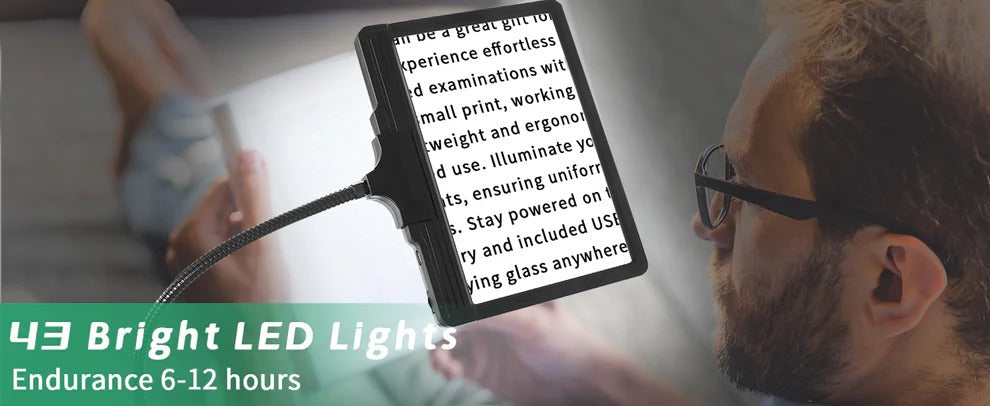 Full-Page Magnifying Glass with LED Light – Hands-Free Reading Aid for Books, Crafts & Hobbies