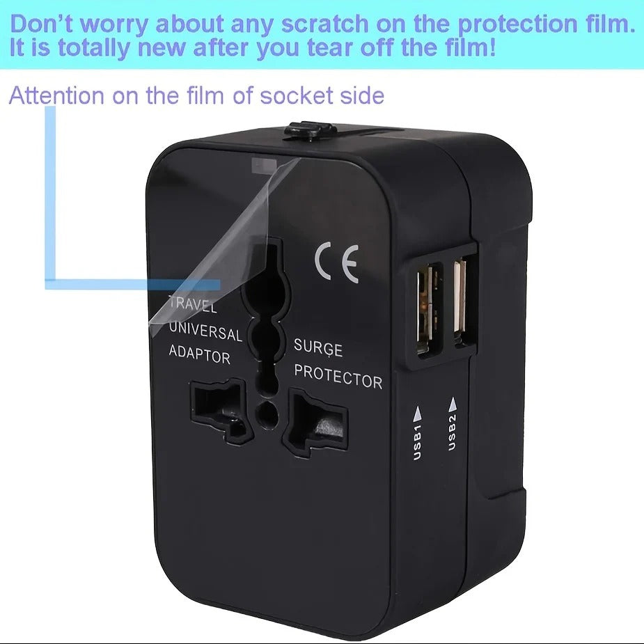Worldwide Travel Adapter with Dual USB Charging Ports