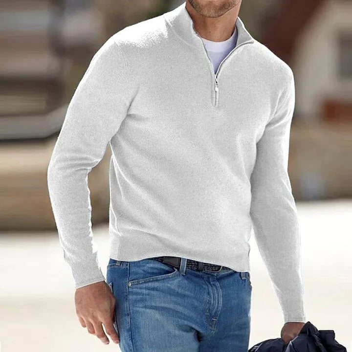 Men's Cashmere Zipper Basic Sweater