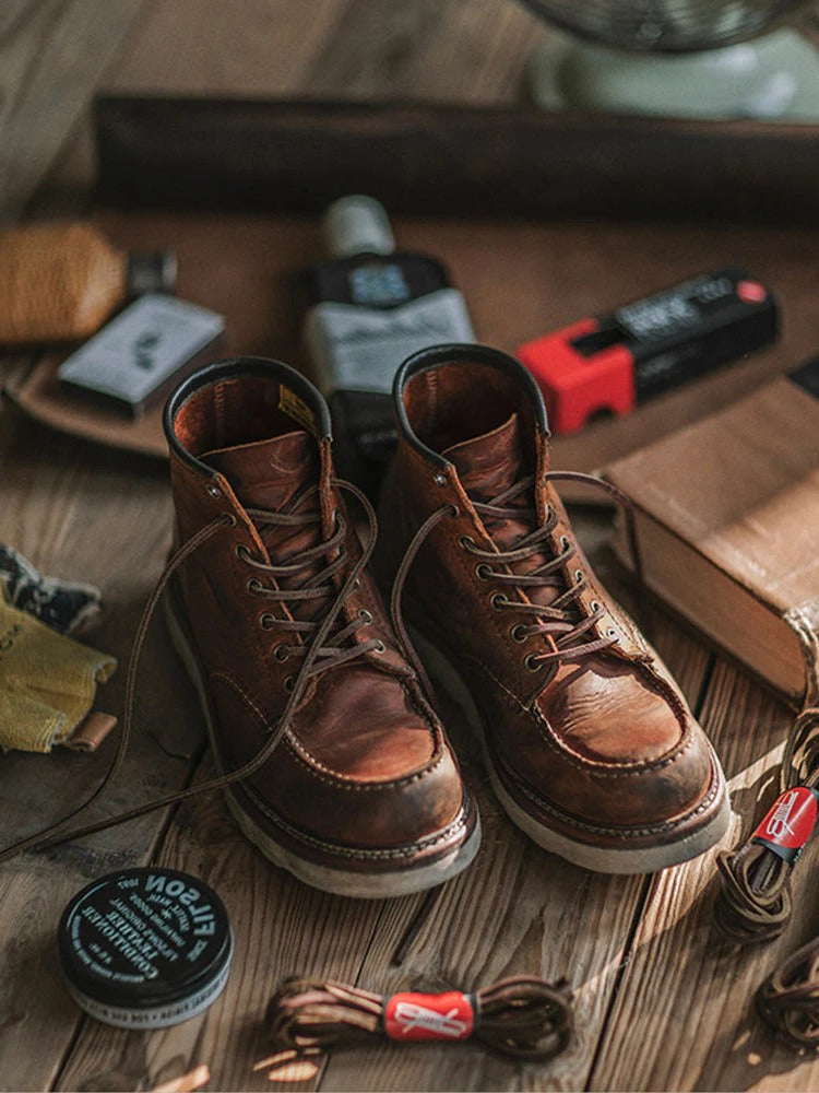 Men's Full Grain Leather Moccasin Toe Work Boots