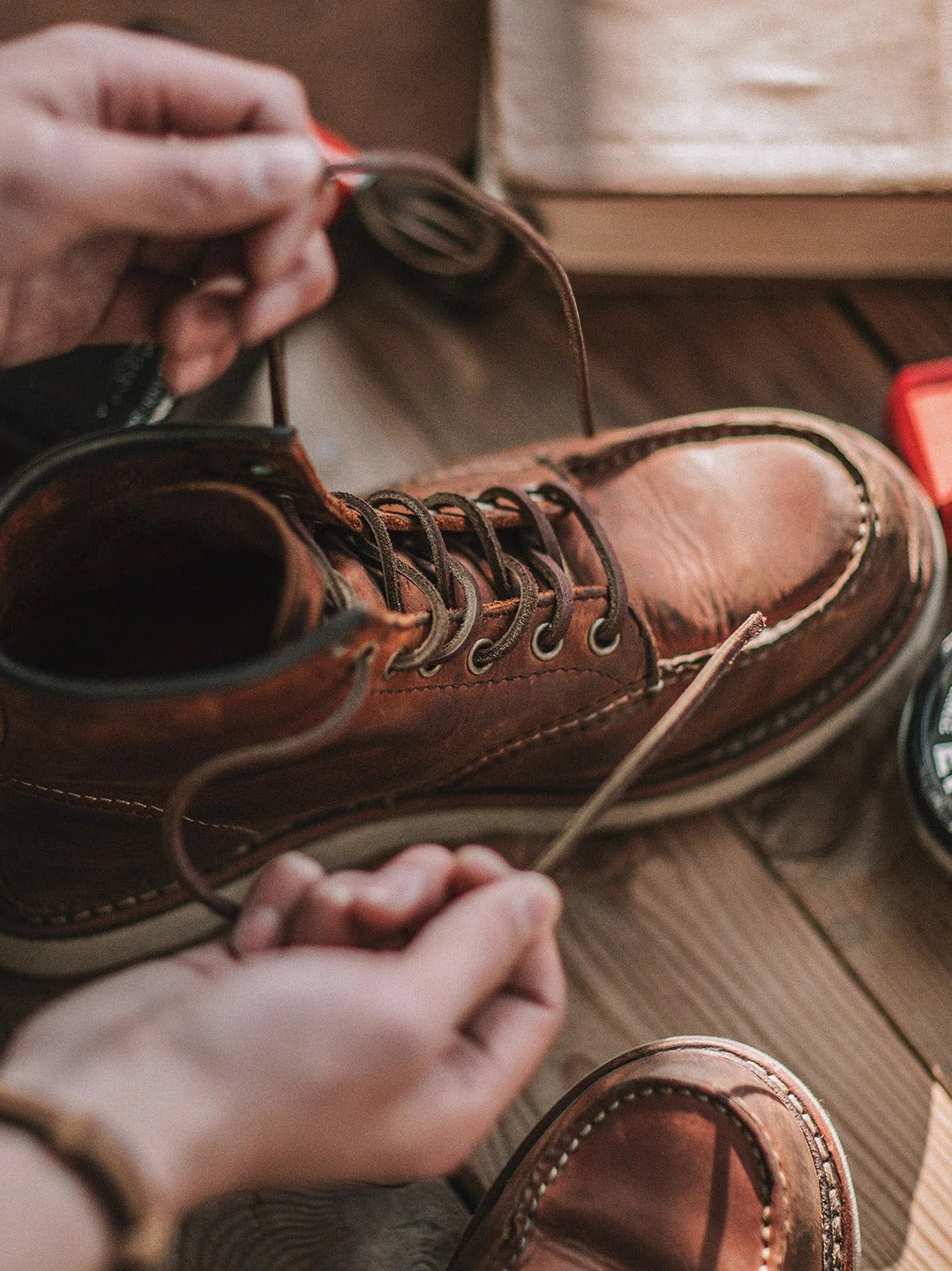 Men's Full Grain Leather Moccasin Toe Work Boots
