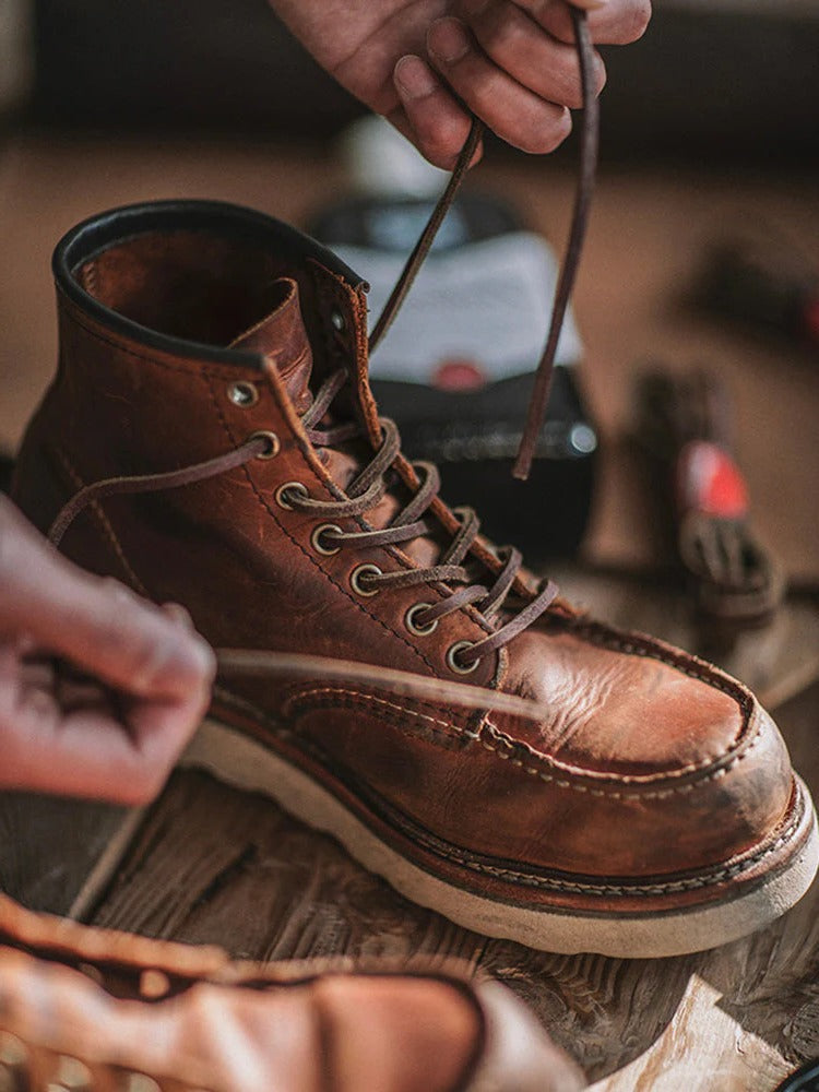 Men's Full Grain Leather Moccasin Toe Work Boots