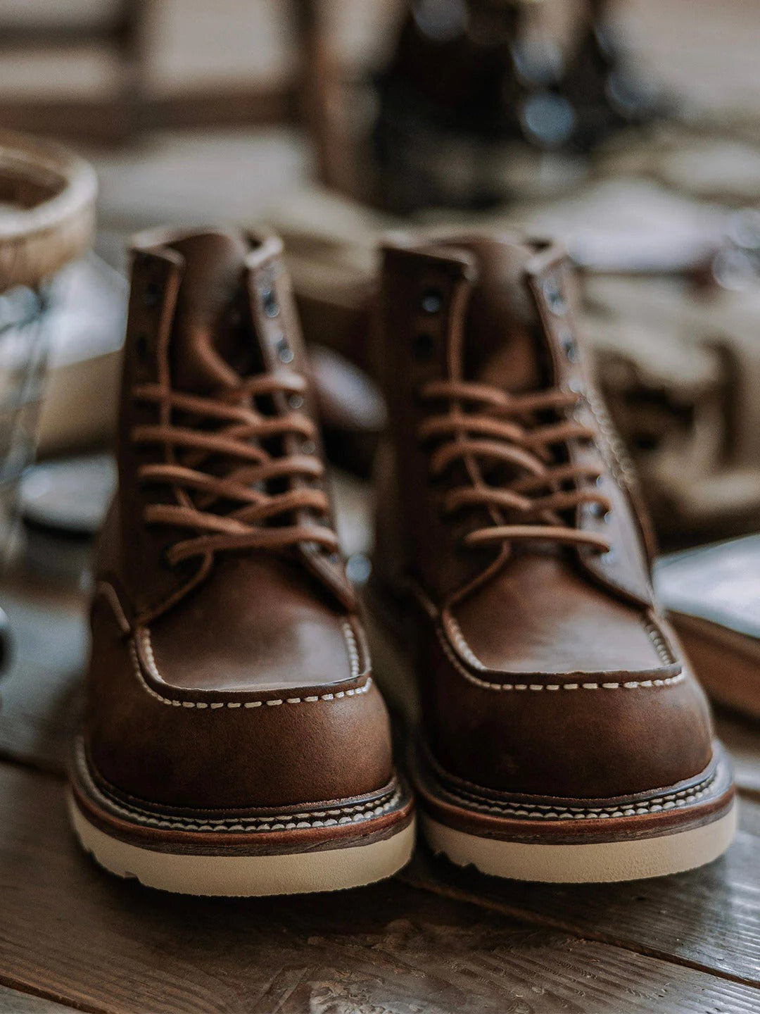 Men's Full Grain Leather Moccasin Toe Work Boots