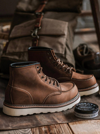 Men's Full Grain Leather Moccasin Toe Work Boots