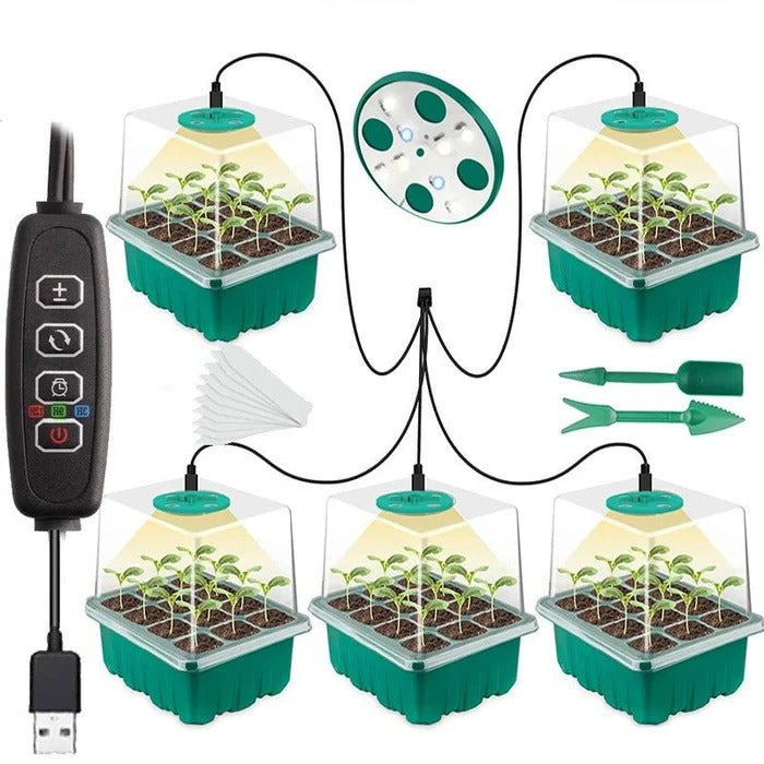 Household New Nursery Pot With Lamp - Plant Seed Starter Tray with Grow Light