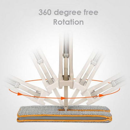 Self-Wringing Double-Sided Flat Microfiber Mop & Broom With 360 degree Spin