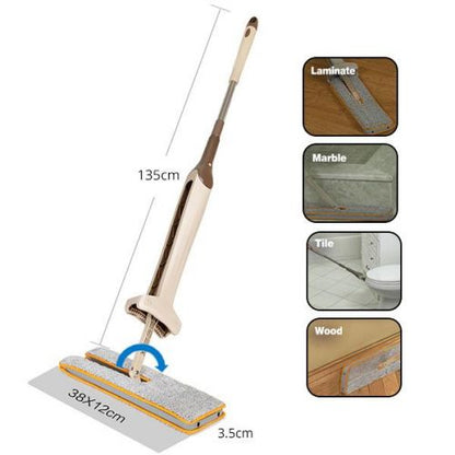 Self-Wringing Double-Sided Flat Microfiber Mop & Broom With 360 degree Spin
