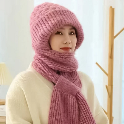 Women's Winter Integrated Ear Protection Windproof Cap Scarf