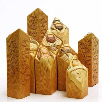 9pcs Heaven Nativity Tree Pillar Statues