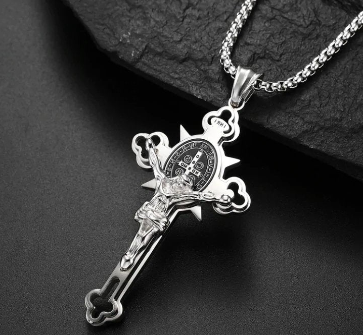 St. Benedict Crucifix Cross Pendant Necklacea