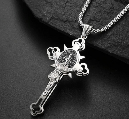 St. Benedict Crucifix Cross Pendant Necklacea