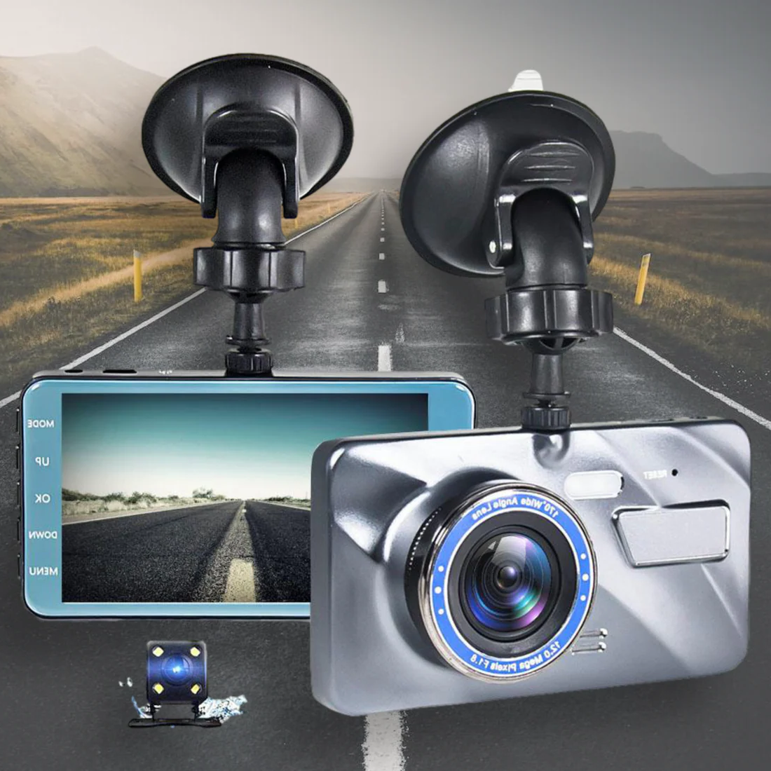 Wireless Front And Rear Dash Cam Dashboard Camera For Car With Night Vision