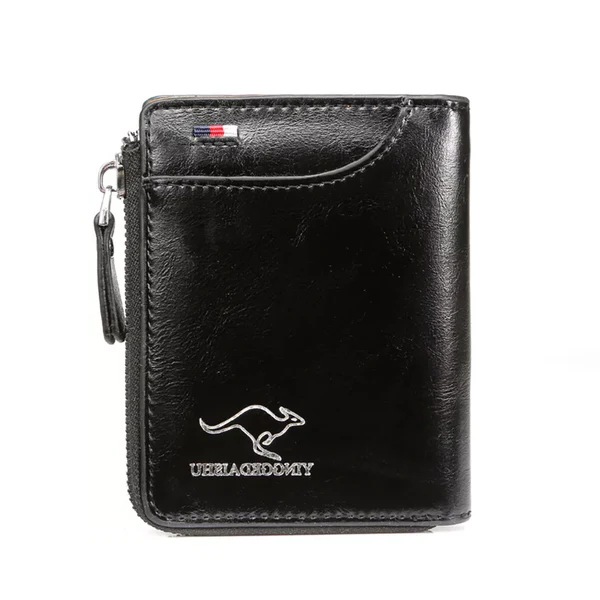 Men’s RFID Blocking Wallet with Zipper Multi Credit Card Holder Khaki + Brown + Black