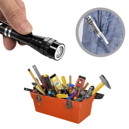 Telescopic magnetic LED flashlight