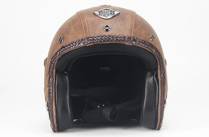 Retro Vintage Motorcycle Helmet Open Face With Goggle Mask