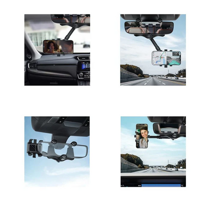 Rotatable and Retractable Car Phone Holder - 360 Degree Rear View Mirror Phone Holder