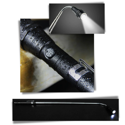 Telescopic magnetic LED flashlight