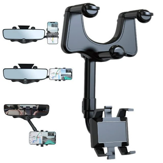 Rotatable and Retractable Car Phone Holder - 360 Degree Rear View Mirror Phone Holder