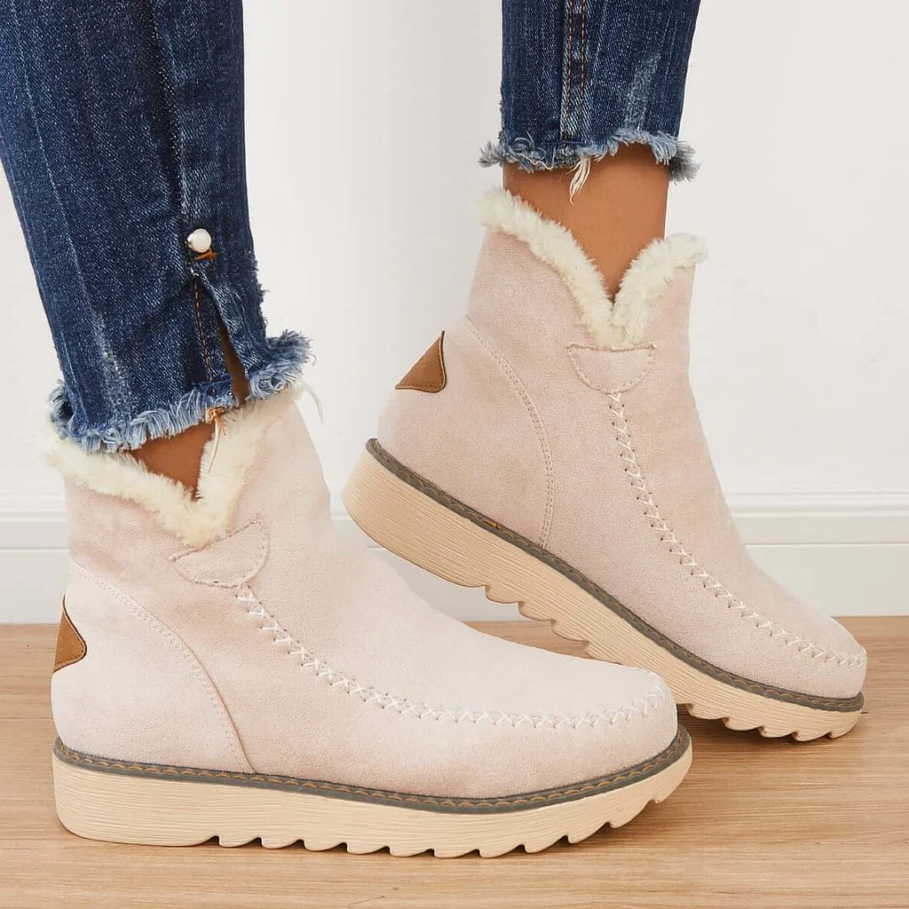 Classic Non-Slip Ankle Snow Booties Warm Fur Lining Boots