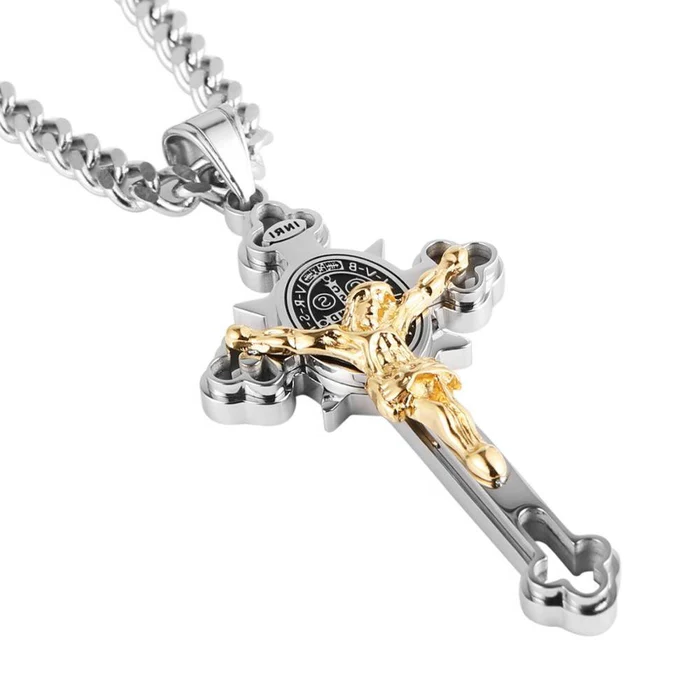 St. Benedict Crucifix Cross Pendant Necklacea