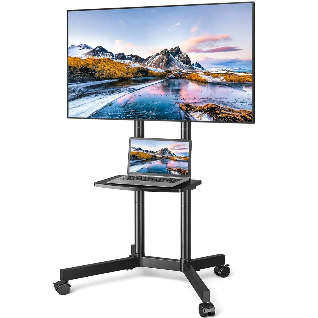 Rolling Tv Stand Mobile Cart With Shelf