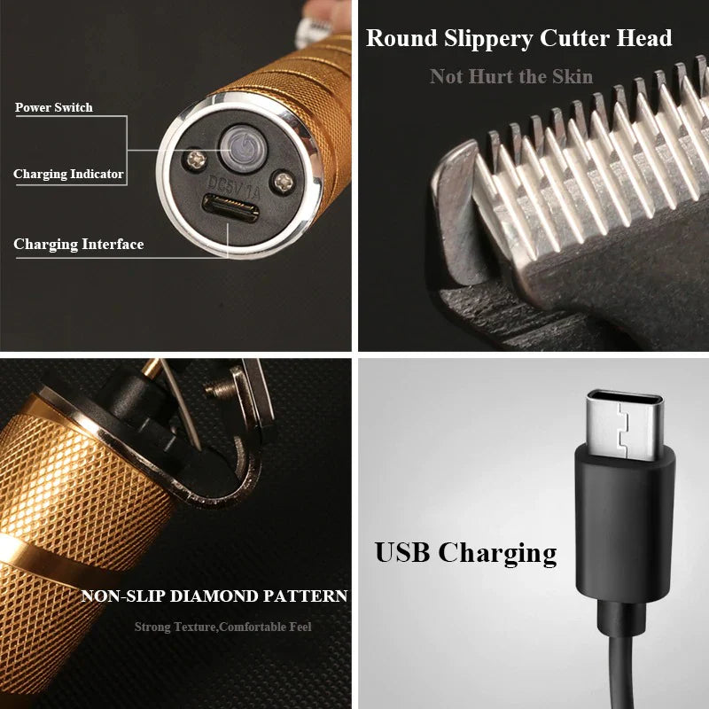 Professional Hair Clippers for men gold Set | Gold Hair Clippers Cordless